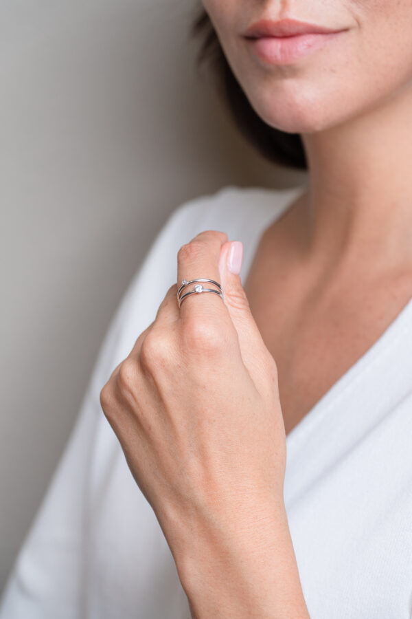 Solitario bisel oro blanco 0,035ct - Imagen 4